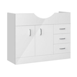 AVER-GROWTH Freestanding Bathroom Vanity Unit Gloss White Flat Pack Bathroom Cabinets Only 1030(W)X340X(D)X781(H)mm With 2 Door 3 Drawer - thumbnail 1