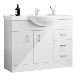 AVER-GROWTH Freestanding Bathroom Vanity Unit Gloss White Flat Pack Bathroom Cabinets Only 1030(W)X340X(D)X781(H)mm With 2 Door 3 Drawer - thumbnail 5