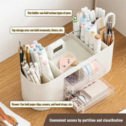 White Desk Organizer 3 Drawers 10 Compartments Office Home - thumbnail 3