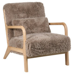 Beliani Armchair Skovde Faux Fur Taupe - thumbnail 4