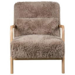 Beliani Armchair Skovde Faux Fur Taupe - thumbnail 5