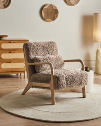 Beliani Armchair Skovde Faux Fur Taupe - thumbnail 2