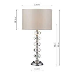 Xample Oleana Polished Chrome Glass Crystal Table Lamp With Ivory Faux Silk Shade Elegant Crystal Beaded Base, E27 Bulb, 52Cm Height - thumbnail 2