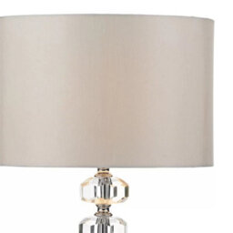 Xample Oleana Polished Chrome Glass Crystal Table Lamp With Ivory Faux Silk Shade Elegant Crystal Beaded Base, E27 Bulb, 52Cm Height - thumbnail 6