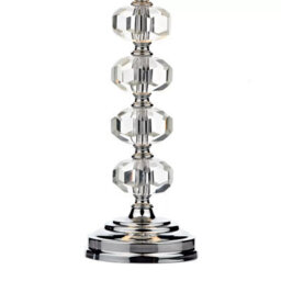 Xample Oleana Polished Chrome Glass Crystal Table Lamp With Ivory Faux Silk Shade Elegant Crystal Beaded Base, E27 Bulb, 52Cm Height - thumbnail 5