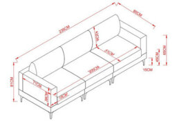 Multifunction Large Sofa, Creamy 3 Seater Sofa With Fabric Upholstery Padded Seat In Beige 235Cm Include 2 Pillows & Cushions - thumbnail 7