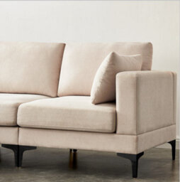 Multifunction Large Sofa, Creamy 3 Seater Sofa With Fabric Upholstery Padded Seat In Beige 235Cm Include 2 Pillows & Cushions - thumbnail 5