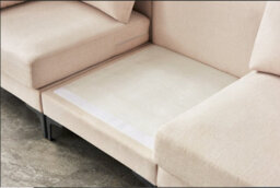 Multifunction Large Sofa, Creamy 3 Seater Sofa With Fabric Upholstery Padded Seat In Beige 235Cm Include 2 Pillows & Cushions - thumbnail 3