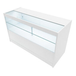 MonsterShop White Black Shop Counter Led Light C 1500mm Lockable Sliding Doors 2 Keys Retail Storage Unit Display Showcase Cabinet - thumbnail 7
