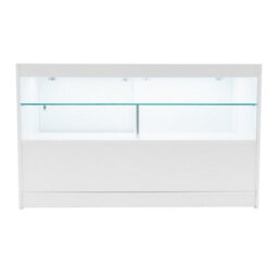 MonsterShop White Black Shop Counter Led Light C 1500mm Lockable Sliding Doors 2 Keys Retail Storage Unit Display Showcase Cabinet - thumbnail 2