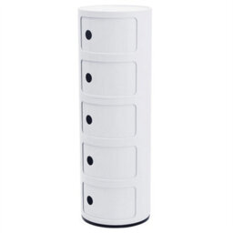 White - 5Tiers Cylindrical Round Storage Cabinet Cupboard Shelf Side End Table Shelf - thumbnail 2