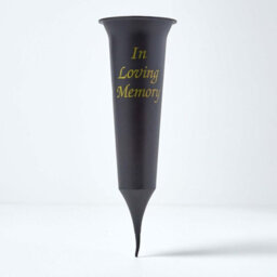 Homescapes Black Grave Flower Vase With Spike - In Loving Memory Memorial Vase 31Cm - thumbnail 1