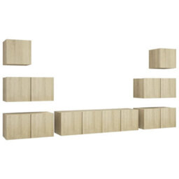 Berkfield 8 Piece Tv Cabinet Set Sonoma Oak Engineered Wood - thumbnail 2