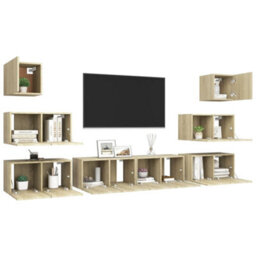 Berkfield 8 Piece Tv Cabinet Set Sonoma Oak Engineered Wood - thumbnail 3