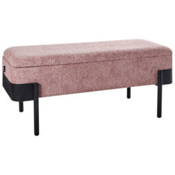Beliani Upholstered Storage Bench Warren Chenille Pink