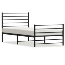 Berkfield Metal Bed Frame With Headboard And Footboard Black 100X190 Cm - thumbnail 2