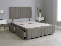 Comfy Deluxe 6Ft Superking Panel Grey Plush Divan Bed Set Headboard & Footboard 0 Drawers - thumbnail 2