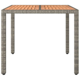 Berkfield Garden Table With Wooden Top Grey Poly Rattan&solid Wood Acacia - thumbnail 3