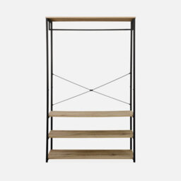 Sweeek - Hallway Metal And Wood-Effect Coat And Shoe Rack Loft Natural 100X40X167 Cm - thumbnail 2