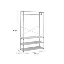 Sweeek - Hallway Metal And Wood-Effect Coat And Shoe Rack Loft Natural 100X40X167 Cm - thumbnail 5