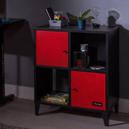 X Rocker Mesh-Tek 4 Cube Square Storage Unit - Black / Red