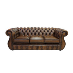 Chesterfield 3 Seater Antique Brown Real Leather Sofa Bespoke In Kimberley Style - thumbnail 4