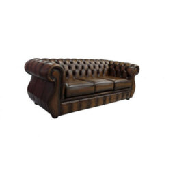 Chesterfield 3 Seater Antique Brown Real Leather Sofa Bespoke In Kimberley Style - thumbnail 2