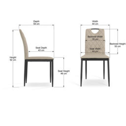 More4Homes Set Of 8 Monza Faux Leather Dining Chair Modern Padded Seat Metal Legs Kitchen (Beige) - thumbnail 7