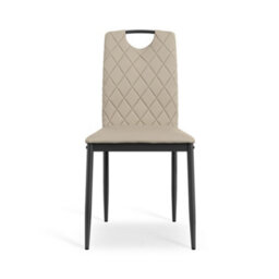 More4Homes Set Of 8 Monza Faux Leather Dining Chair Modern Padded Seat Metal Legs Kitchen (Beige) - thumbnail 3