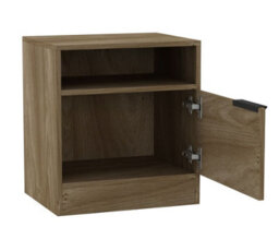 Urbn-Living Urbnliving 49.5Cm Height 1-Door Bedside Oak Table Cabinet Nightstand Storage Shelf Unit Bedroom Furniture - thumbnail 4