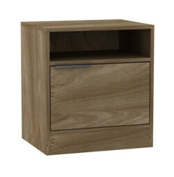Urbn-Living Urbnliving 49.5Cm Height 1-Door Bedside Oak Table Cabinet Nightstand Storage Shelf Unit Bedroom Furniture - thumbnail 5
