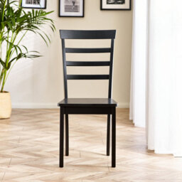 Furniturebox Uk Set Of 2 Whitby Black Painted Solid Wood Dining Chairs - thumbnail 4