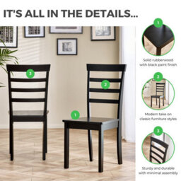Furniturebox Uk Set Of 2 Whitby Black Painted Solid Wood Dining Chairs - thumbnail 9
