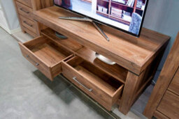 Impact Furniture Small Tv Unit With Drawers Media Cabinet Storage Led Light Oak Effect Modern Farmhouse Gent - thumbnail 9