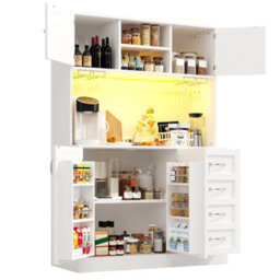 Matteo Modern White Sideboard With Led, 4 Doors & 2 Drawers - Diy Home Storage Cabinet 188Cm High - thumbnail 7
