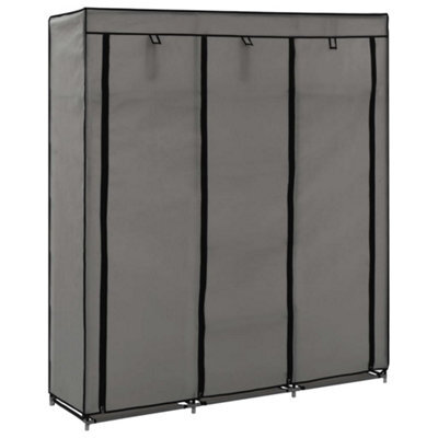 Walplus Wardrobe With Compartments And Rods Grey 150X45X175 Cm Fabric - image 1