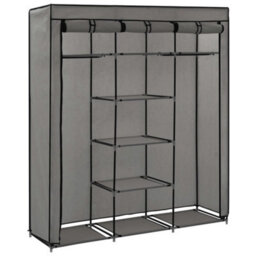 Walplus Wardrobe With Compartments And Rods Grey 150X45X175 Cm Fabric - thumbnail 4