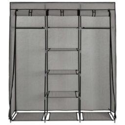 Walplus Wardrobe With Compartments And Rods Grey 150X45X175 Cm Fabric - thumbnail 5