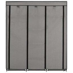 Walplus Wardrobe With Compartments And Rods Grey 150X45X175 Cm Fabric - thumbnail 3