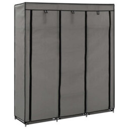 Walplus Wardrobe With Compartments And Rods Grey 150X45X175 Cm Fabric - thumbnail 1