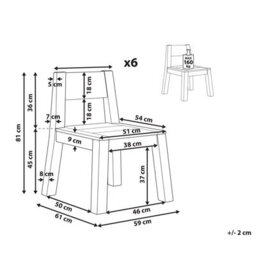 Beliani Set Of 6 Garden Chairs Livorno Acacia Wood Brown - thumbnail 3
