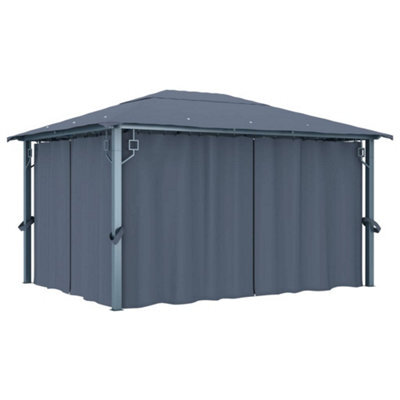 Berkfield Gazebo With Curtain 400 X 300 Cm Anthracite Aluminium - image 1