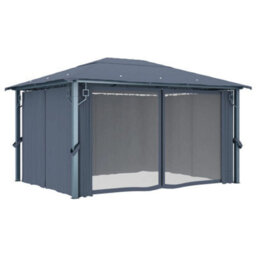 Berkfield Gazebo With Curtain 400 X 300 Cm Anthracite Aluminium - thumbnail 3