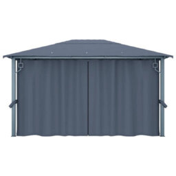 Berkfield Gazebo With Curtain 400 X 300 Cm Anthracite Aluminium - thumbnail 6