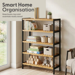 Keplin 5 Tier Natural Bamboo Shoe Rack 70 X 24.5 X 95Cm Easy Assembly & Strong Design Shelf Organiser, Black And Natural - thumbnail 7