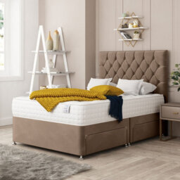 Bed Choices Windsor Plush Velvet Divan Bed With Mattress, Headboard & 2 Storage Drawers - King - thumbnail 1
