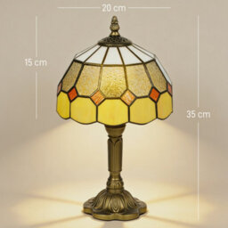 Homcom Tiffany-Style Table Lamp For Bedroom, Bulb Not Included, Orange - thumbnail 3