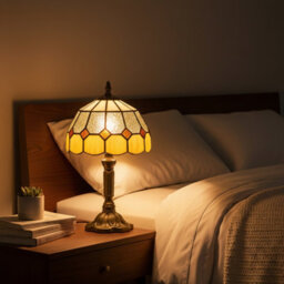 Homcom Tiffany-Style Table Lamp For Bedroom, Bulb Not Included, Orange - thumbnail 9
