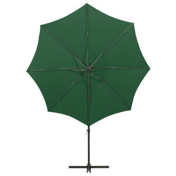 Berkfield Cantilever Umbrella With Pole And Led Lights Green 300 Cm - thumbnail 6