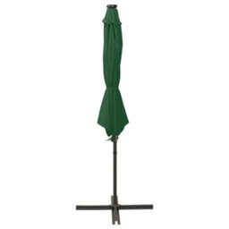 Berkfield Cantilever Umbrella With Pole And Led Lights Green 300 Cm - thumbnail 2
